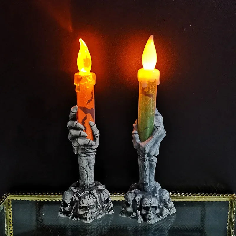 Skeleton Ghost Hands Led Candles For Halloween