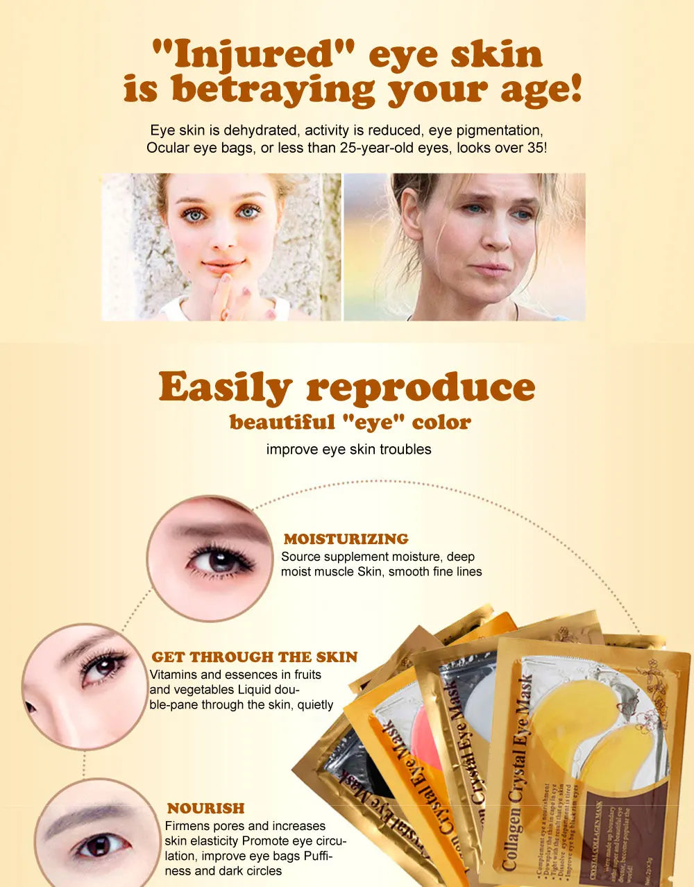 20Pcs Gold Collagen Crystal Eye Mask