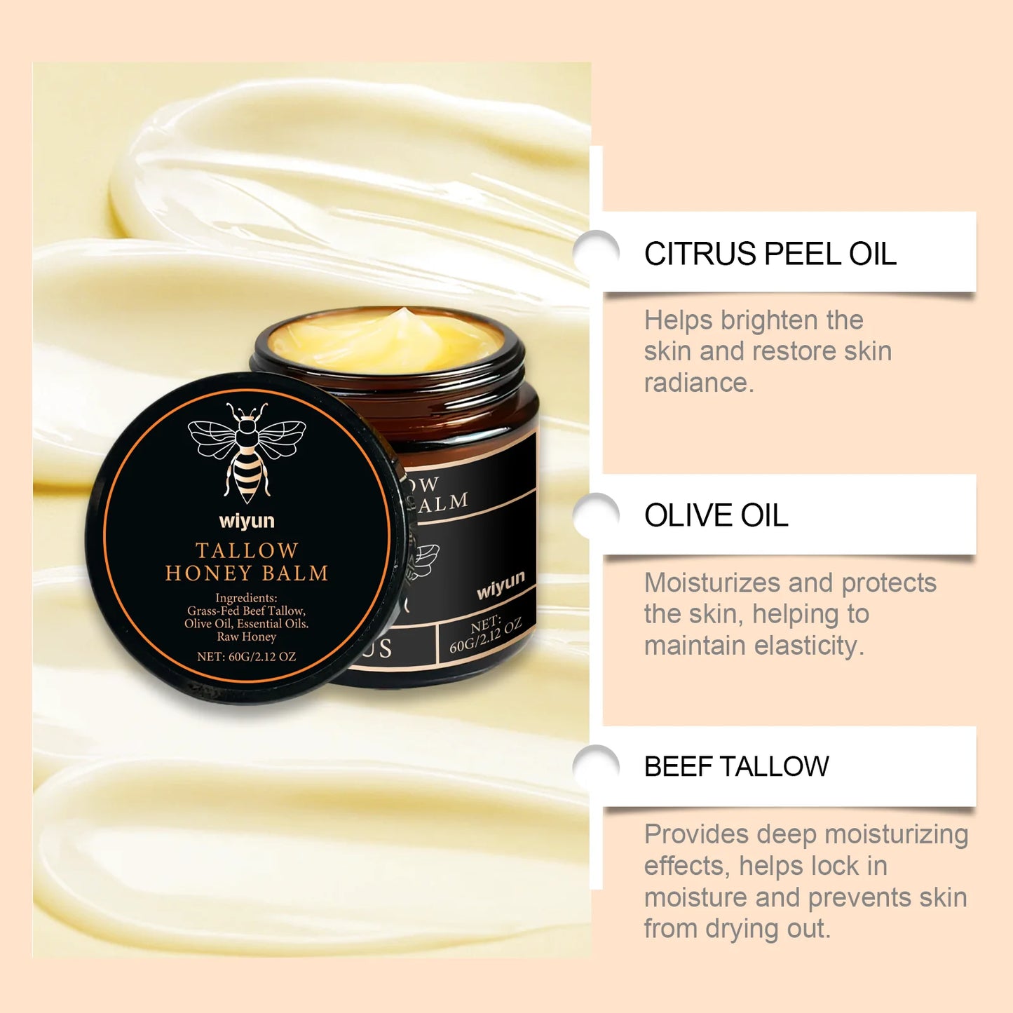 Tallow Honey Cream For Hydrating Skin
