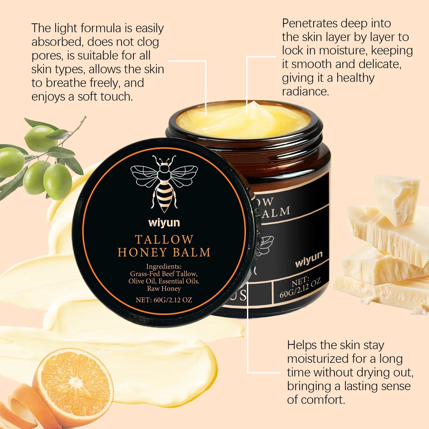 Tallow Honey Cream For Hydrating Skin