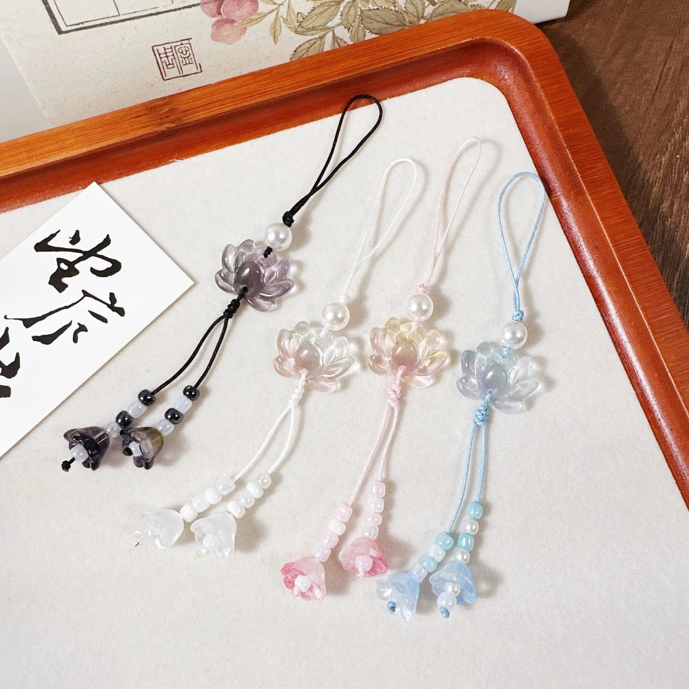 Chinese-style Handmade Lotus Pendant Key Chains