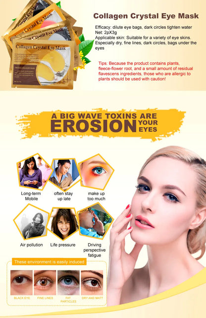 20Pcs Gold Collagen Crystal Eye Mask